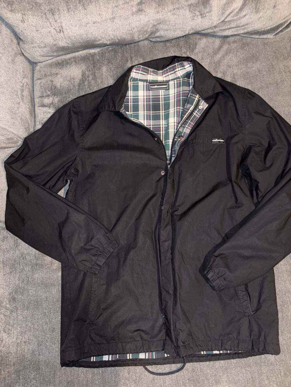 The Hundreds Black Plaid Lined Coach Jacket
